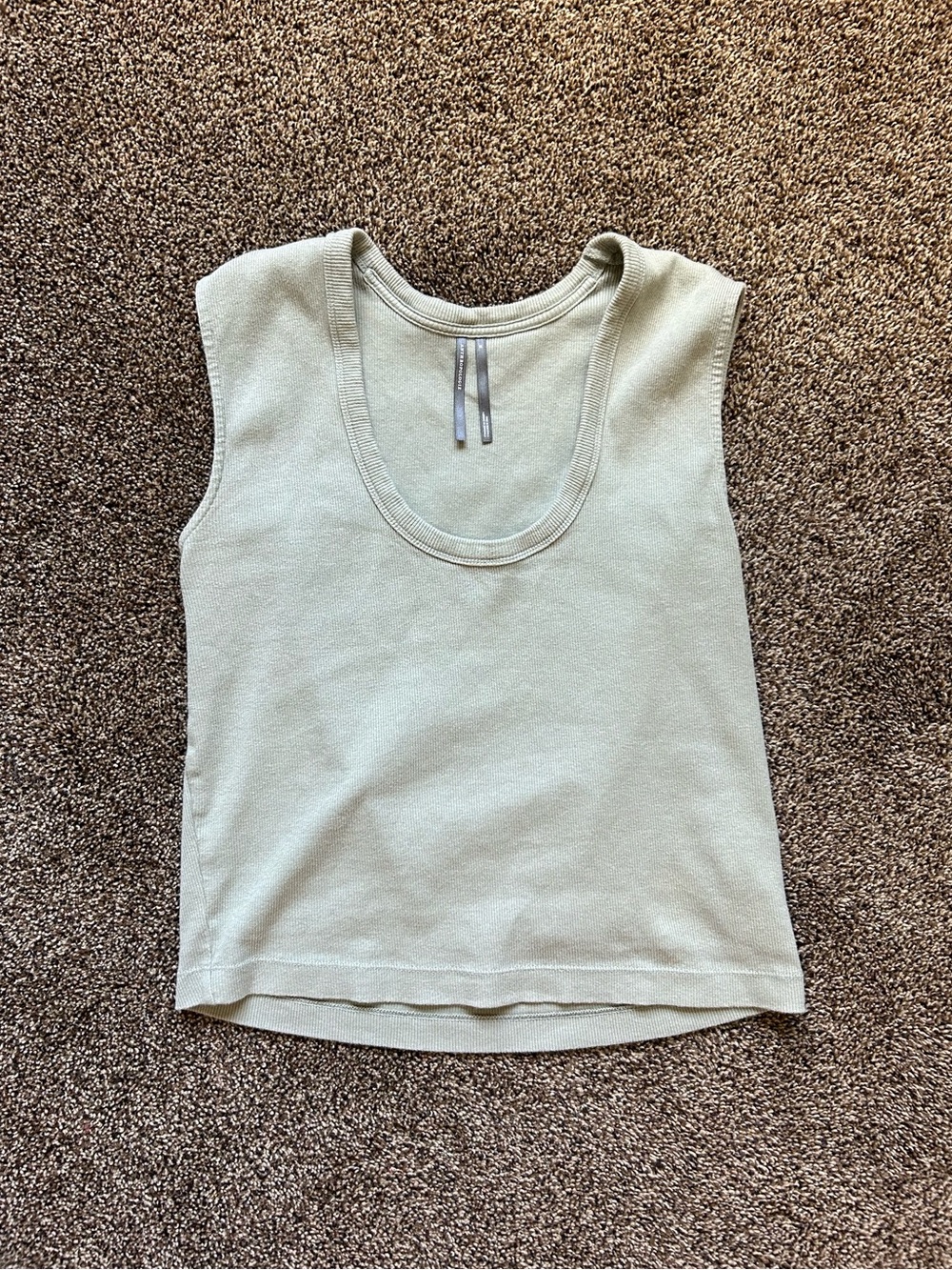 Anthropologie Green Cotton Rib Tank Medium
